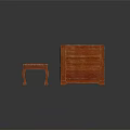 Ornate Traditional Redwood Furniture Set With Carved Cabinet And Small Table